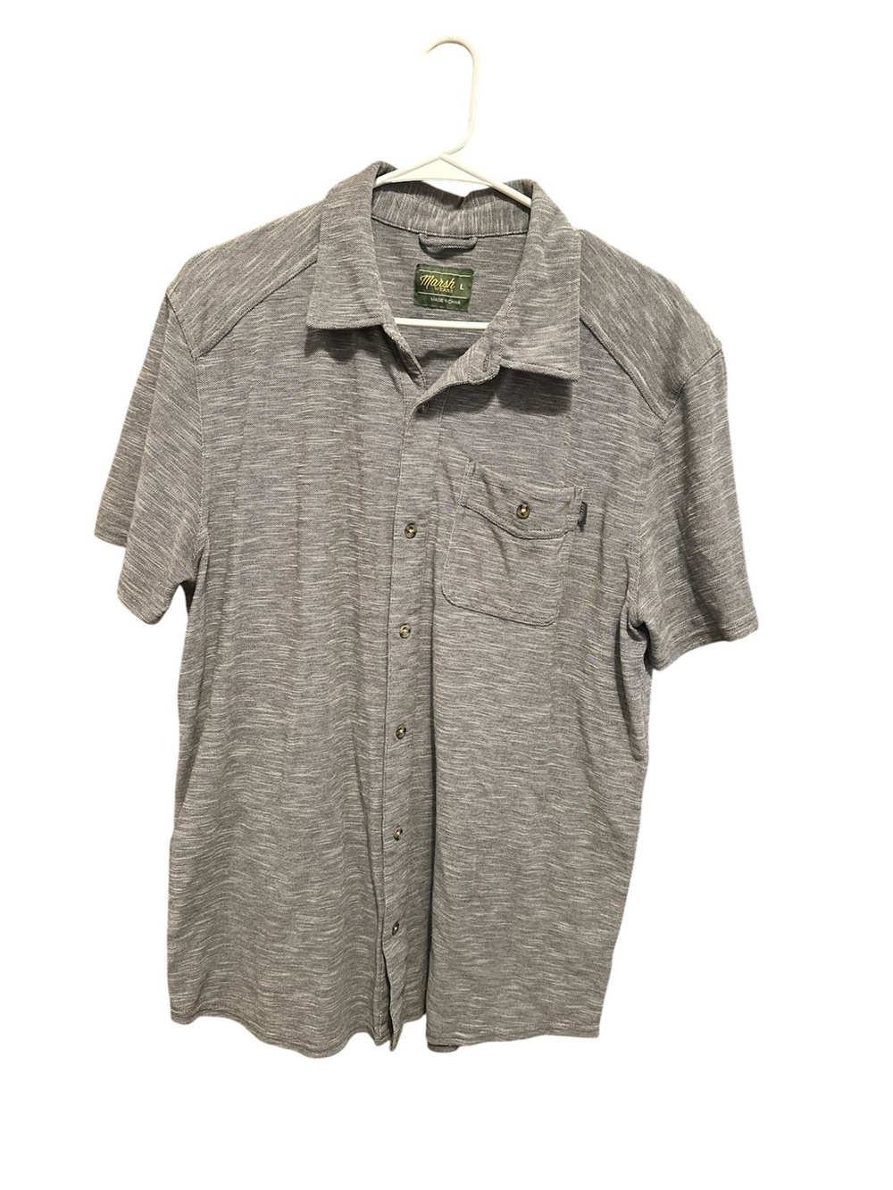 Men's Heather Gray Short-Sleeve Polo Shirt with Chest Pocket